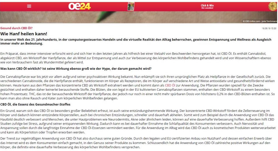 Artkel CBD-Öl OE 24 Nachrichten